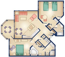 Old Key West Two-Bedroom Villa Floor Plan
