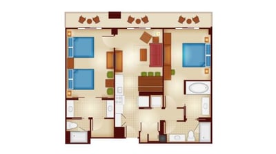 Disney's Copper Creek 2-Bedroom Flooplan