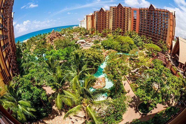 Aulani balcony at the hawaii disney resort fisheye view